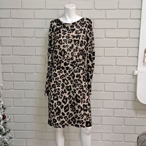 Antonio Melani Brown Leopard Print Sequin Formal Dress. Size 8 NWOT